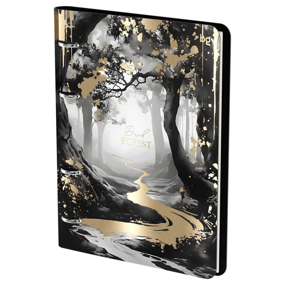 Тетрадь на кольцах А5, 120л., кожзам,  BG "Dark forest", иск. кожа, тиснение фольгой, 367489