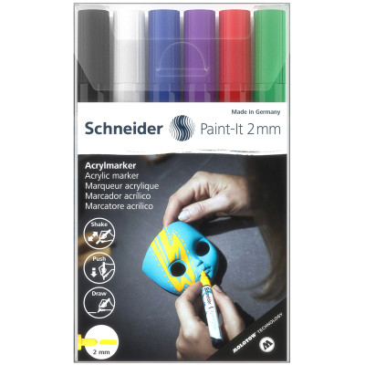 Набор маркеров акриловых Schneider "Paint-it 310", 2мм, ассорти, 6шт., 320062