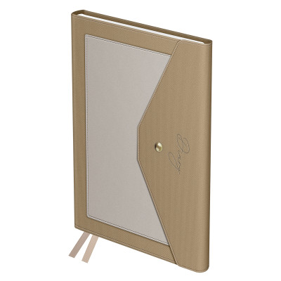 Ежедневник недатированный, А5, 136л., твердый переплет, кожзам, BG "Clutch. Beige", бежевый, внешний карман, 370256