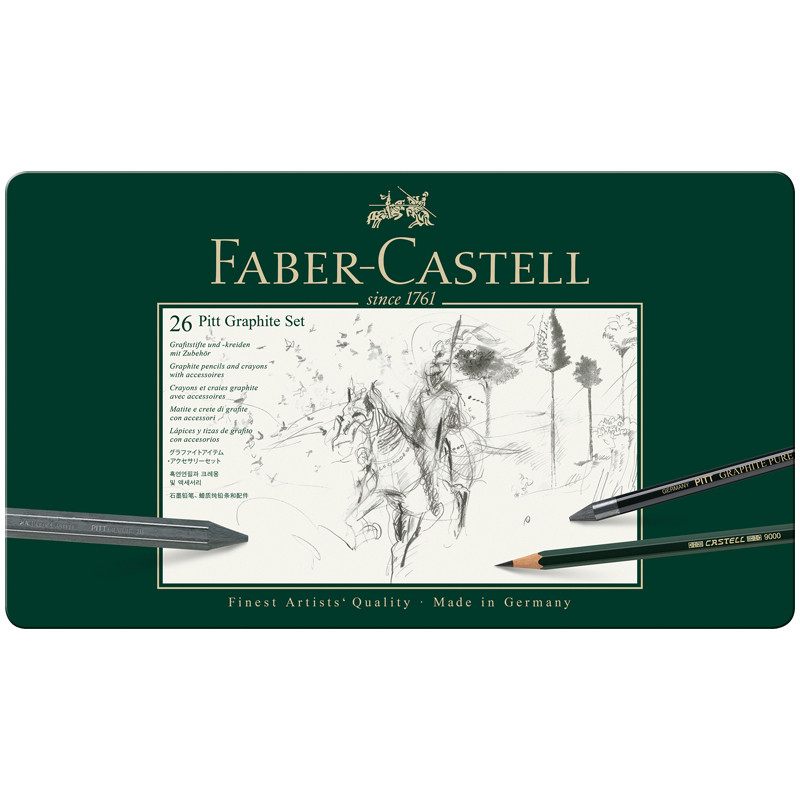 Набор карандашей ч/г Faber-Castell "Pitt Graphite", 26 предметов, заточен., метал. кор., 285939