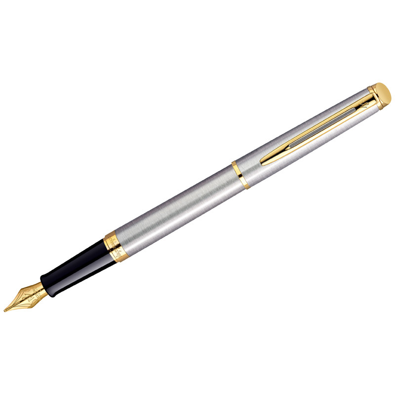 Ручка перьевая Waterman "Hemisphere Stainless Steel GT" синяя, 0,8мм, подарочная упаковка, 184187