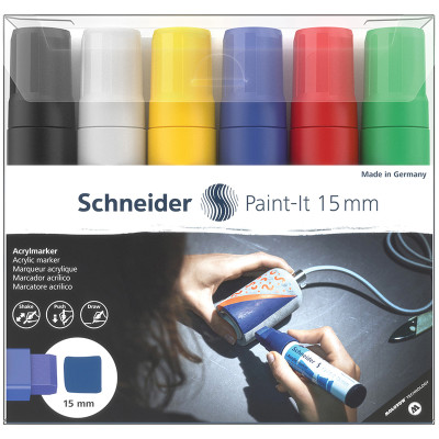 Набор маркеров акриловых Schneider "Paint-it 330", 15мм, ассорти, 6шт., 320068