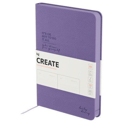 Ежедневник недатированный, А5, 136л., твердый переплет, кожзам, BG "Create. Purple", фиолетовый, цветной срез, 369888