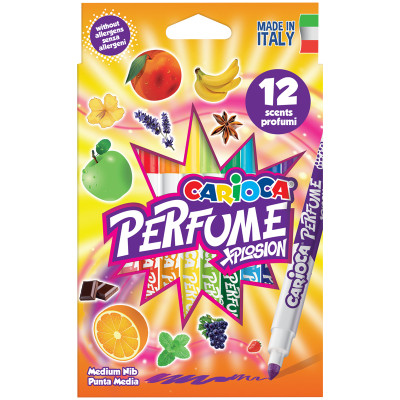 Фломастеры Carioca "Perfume Xplosion", 12цв., ароматизированные, смываемые, картон, европодвес, 209673