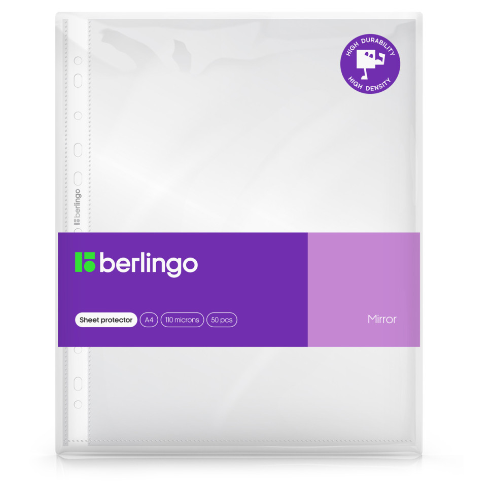 Папка-вкладыш с перфорацией Berlingo "Mirror", А4, 110мкм, глянцевая, в пакете, 50 штук, 358895