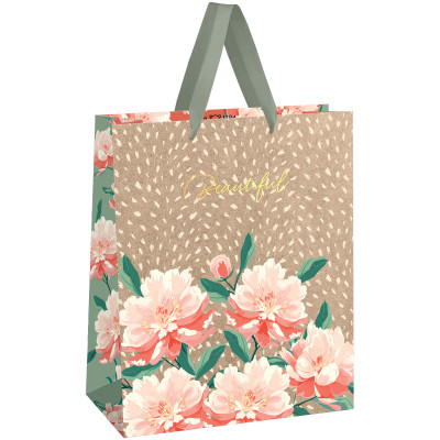 Пакет подарочный 33*42*12см MESHU "Flowers", фольга, крафт, 371090