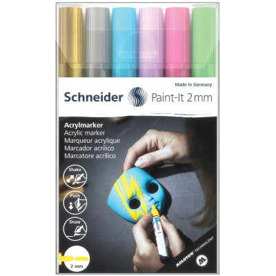 Набор маркеров акриловых Schneider "Paint-it 310", 2мм, ассорти, 6шт., 320063