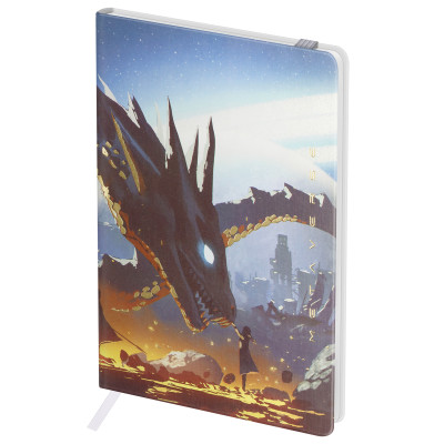 Записная книжка А6 80л. ЛАЙТ, кожзам, Greenwich Line "Touch the dragon", с резинкой, тиснение фольгой, блок в клетку, 370580