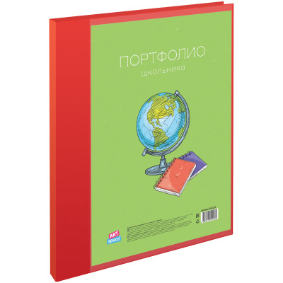 Папка-портфолио пластиковая А4 ArtSpace, на 2 кольцах для школьника, 20 файлов, 360121