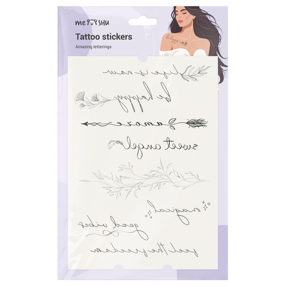 Наклейка-тату MESHU, "Amazing letterings", 14,8*21см, инд. уп., европодвес, 379750