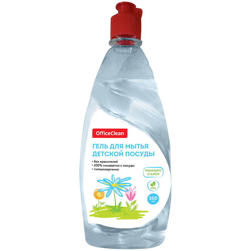 Средство для мытья детской посуды OfficeClean "Ромашка и алоэ", гель, 500мл, 319535