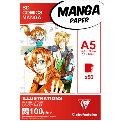 Скетчбук для маркеров 50л., А5 Clairefontaine "Manga Illustrations", на склейке, 100г/м2, 320261