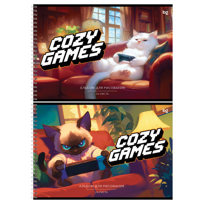 Альбом для рисования 24л., А4, на гребне BG "Cozy games", 12 штук, 383862