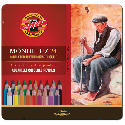 Карандаши акварельные Koh-I-Noor "Mondeluz", 24цв., заточен., метал. пенал, 222184