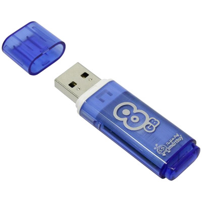 Память Smart Buy "Glossy"  8GB, USB 2.0 Flash Drive, голубой, 230836