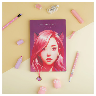 Ежедневник недатированный A5, 136л., кожзам, MESHU "Find your way. Pink", тон. блок, закладка-ляссе с подвеской, 358430
