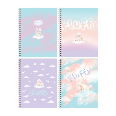 Тетрадь 80л., А5, клетка на гребне BG "Fluffy", матовая ламинация, 8 штук, 341034