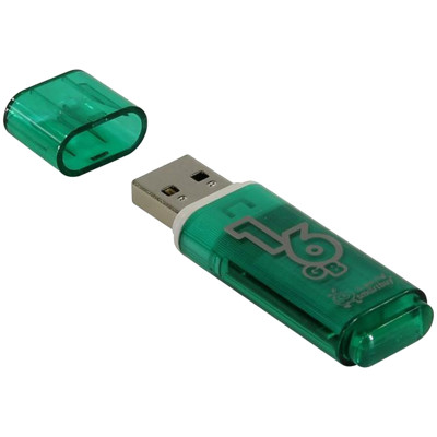 Память Smart Buy "Glossy"  16GB, USB 2.0 Flash Drive, зеленый, 230852