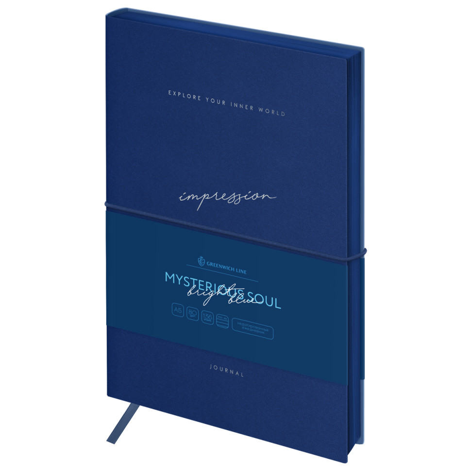 Ежедневник недатированный, А5, 136л., кожзам, Greenwich Line "Mysterious soul. Bright blue", тон. блок, цветной срез, 361481