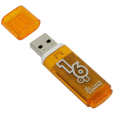 Память Smart Buy "Glossy"  16GB, USB 2.0 Flash Drive, оранжевый, 230853