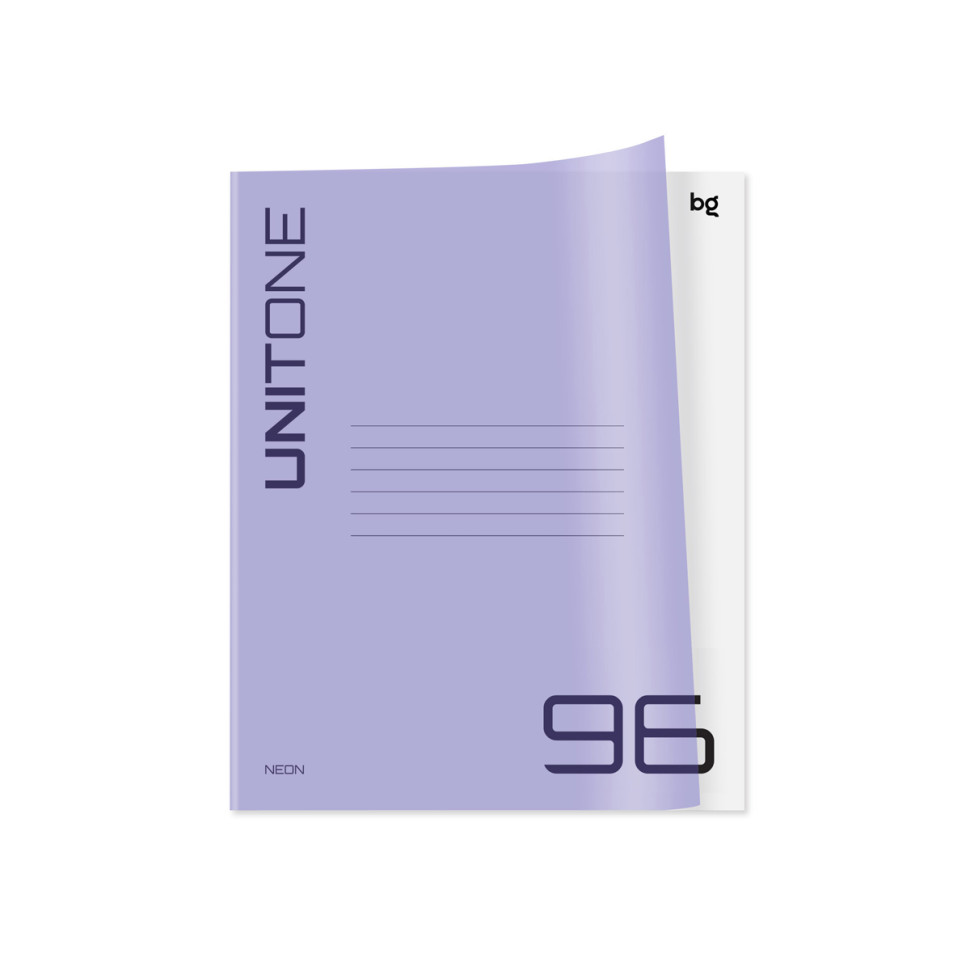Тетрадь 96л., А5, клетка BG "UniTone. Neon", пластиковая обложка, неон сиреневый, 10 штук, 383946