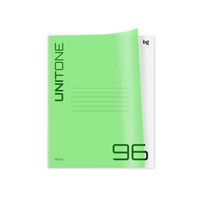 Тетрадь 96л. клетка BG "UniTone. Neon", пластиковая обложка, неон салатовый, 10 штук, 383947