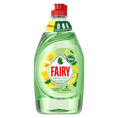 Средство для мытья посуды Fairy "Pure&amp;Clean. Бергамот и Имбирь", 450мл, 301940