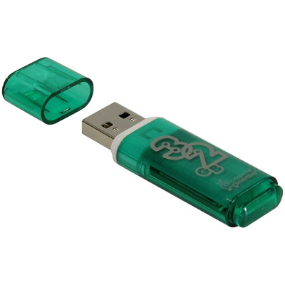 Память Smart Buy "Glossy"  32GB, USB 2.0 Flash Drive, зеленый, 230856