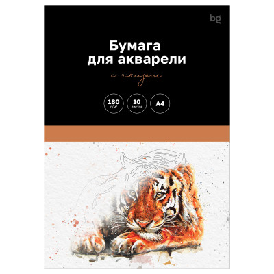 Папка для акварели, с эскизом, 10л., А4 BG "Животные", 180г/м2, 368976