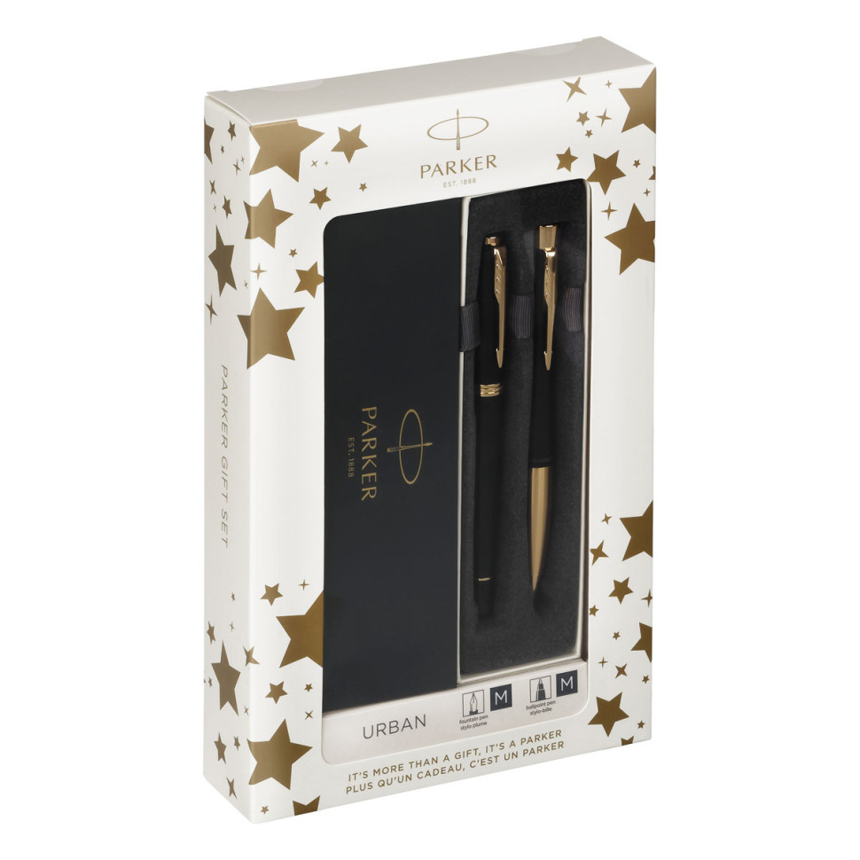 Набор Parker "Urban Duo": ручка шариковая Urban Black GT, синяя, 1,0мм  + перьевая ручка Urban Black GT, 359542