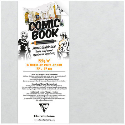 Скетчбук для маркеров 32л., 220*220 Clairefontaine "Comic book", на склейке, 220г/м2, 310581