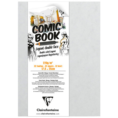 Скетчбук для маркеров 32л., 176*250 Clairefontaine "Comic book", на склейке, 220г/м2, 310582