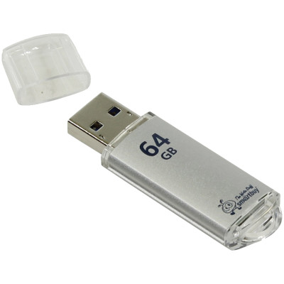 Память Smart Buy "V-Cut"  64GB, USB 2.0 Flash Drive, серебристый (металл. корпус ), 260252