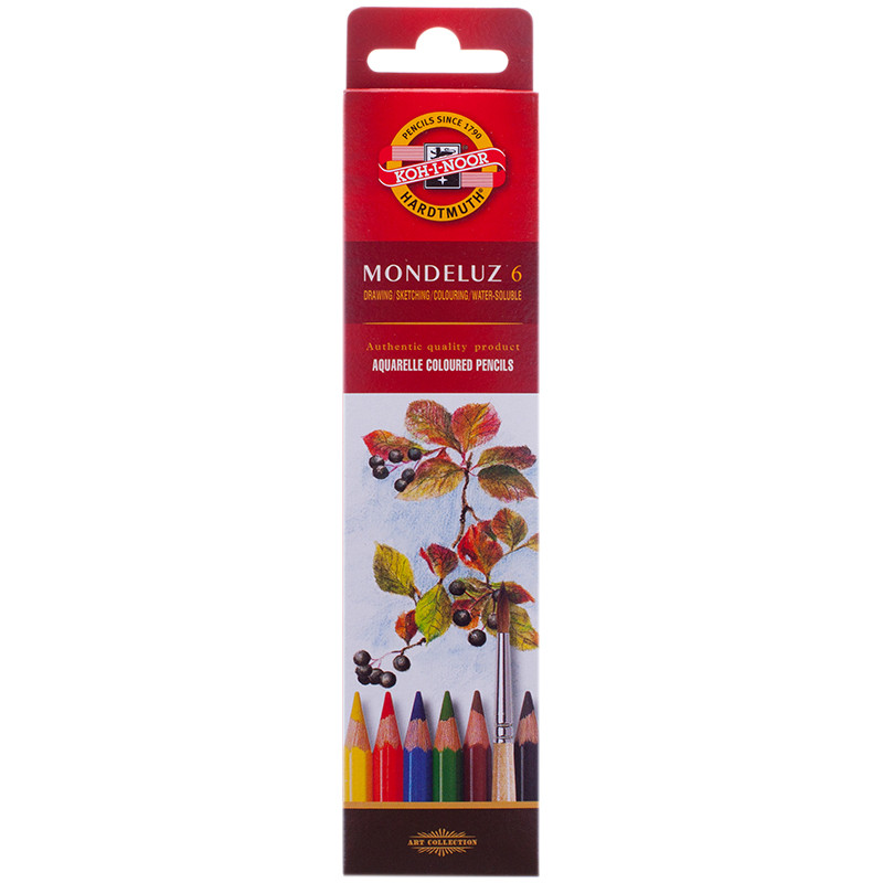 Карандаши акварельные Koh-I-Noor "Mondeluz", 06цв., заточен., картон, европодвес, 022936