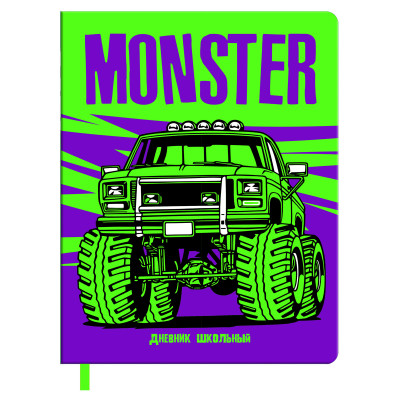Дневник 1-11 кл. 48л. ЛАЙТ BG "Monster", иск. кожа, печать, ляссе, 366669