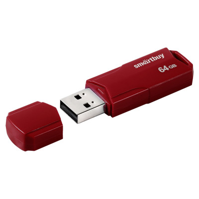 Память Smart Buy "Clue"  64GB, USB 2.0 Flash Drive, бордовый, 376295