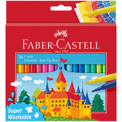 Фломастеры Faber-Castell "Замок", 36цв., смываемые, картон, европодвес, 315949