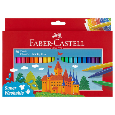 Фломастеры Faber-Castell "Замок", 50цв., смываемые, картон, европодвес, 315950