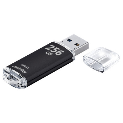 Память Smart Buy "V-Cut"  256GB, USB 3.0 Flash Drive, черный (металл. корпус ), 376305