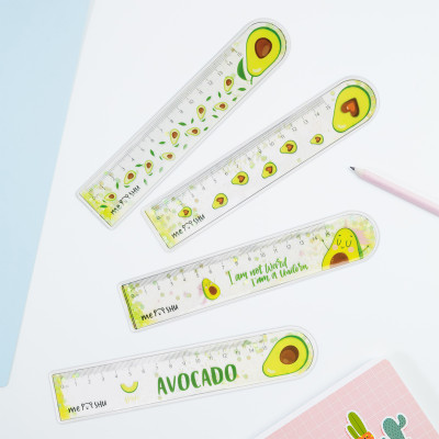 Линейка 15см MESHU "Avocado" ПВХ с блестками, гибкая, ассорти, европодвес, 318045