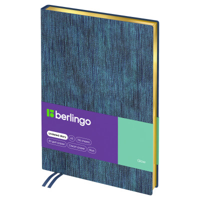 Ежедневник недатированный, A5, 136л., кожзам, Berlingo "Glow", зол. срез, синий, 357005