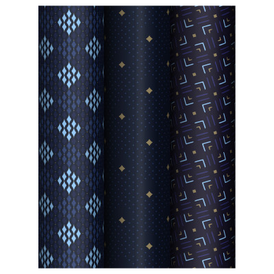 Упаковочная бумага глянц. 70*100см, MESHU "Strict pattern", 80 г/м2, ассорти, 3 дизайна, 372636