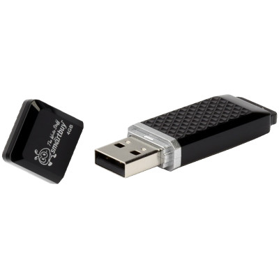 Память Smart Buy "Quartz"  4GB, USB 2.0 Flash Drive, черный, 225105