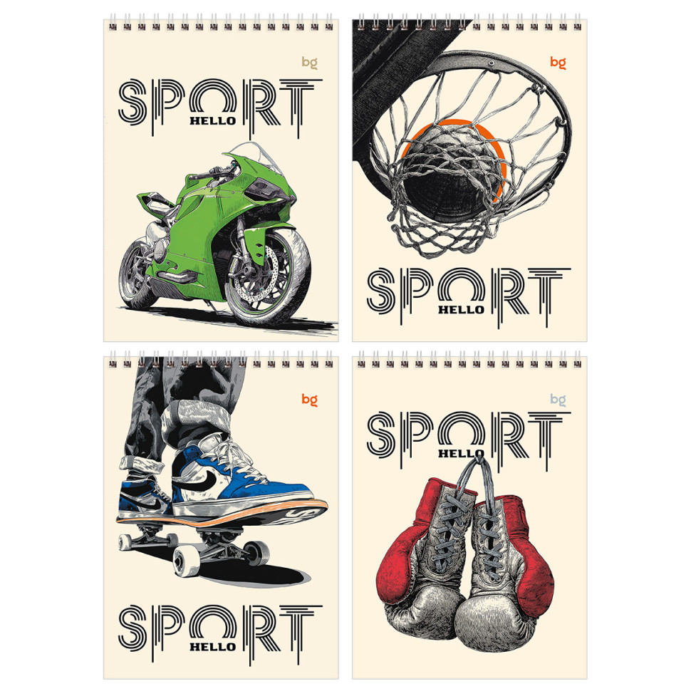 Блокнот А5 40л. на гребне BG "Hello sport", 16 штук, 384168