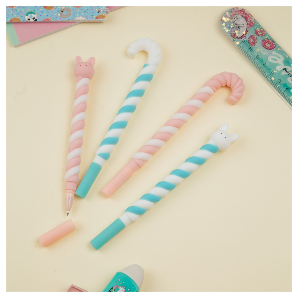 Ручка шариковая MESHU "Lollipop", синяя, 0,7мм, корпус ассорти, с топпером, 12 штук, 340172