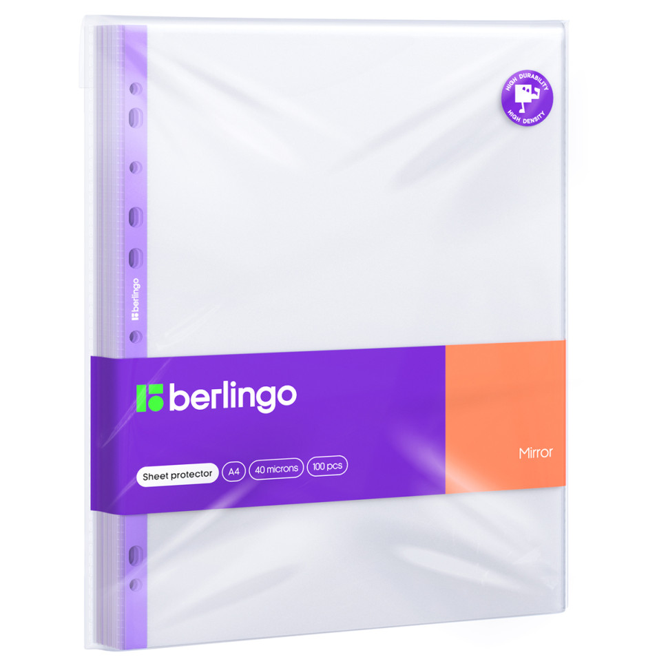 Папка-вкладыш с перфорацией Berlingo "Mirror", А4, 40мкм, глянцевая, 200 штук, 369455