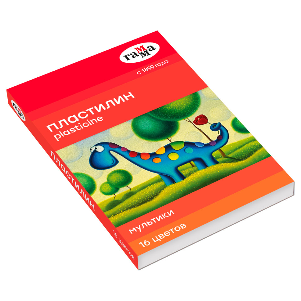 Пластилин Гамма "Мультики", 16 цветов, 320г, со стеком, картон. упаковка, 262527