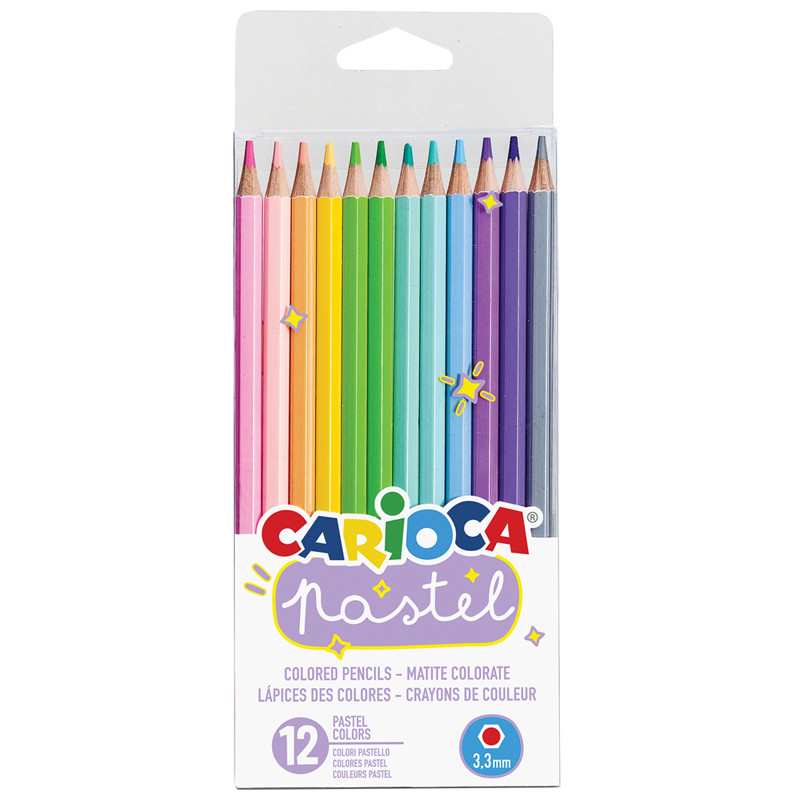Карандаши цветные Carioca "Pastel", 12цв., заточен., ПВХ, европодвес, 302284