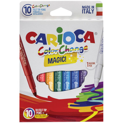 Фломастеры меняющие цвет Carioca "Color Change. Magic", 09цв.+1, 10шт., картон, европодвес, 231842