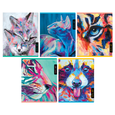 Тетрадь 80л., А5, клетка BG "Cute art", 10 штук, 367444